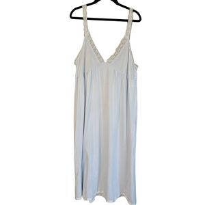 Eileen West Nightgown Elegant Lace Trim Sleepwear in Light Blue, M